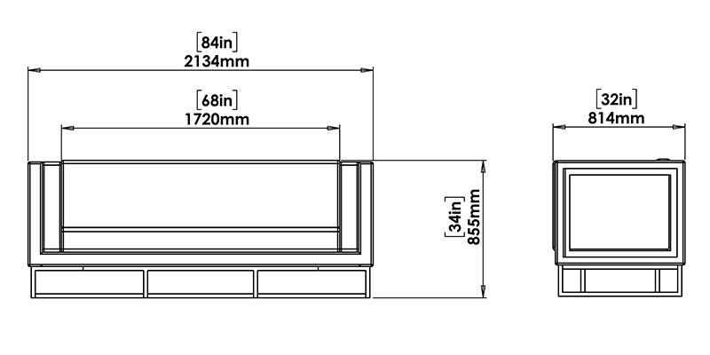 Majestic Three Seater Sofa dimensions