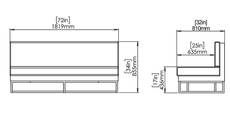 Majestic Two Seater Sofa dimensions