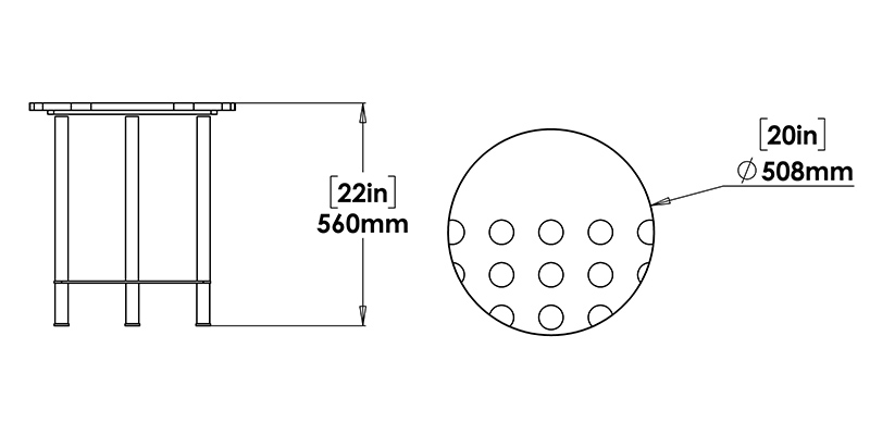 Dice End Table dimensions