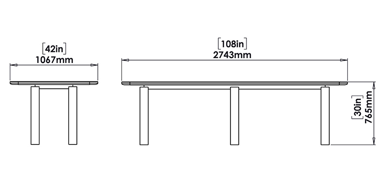 Quadra Dining Table dimensions