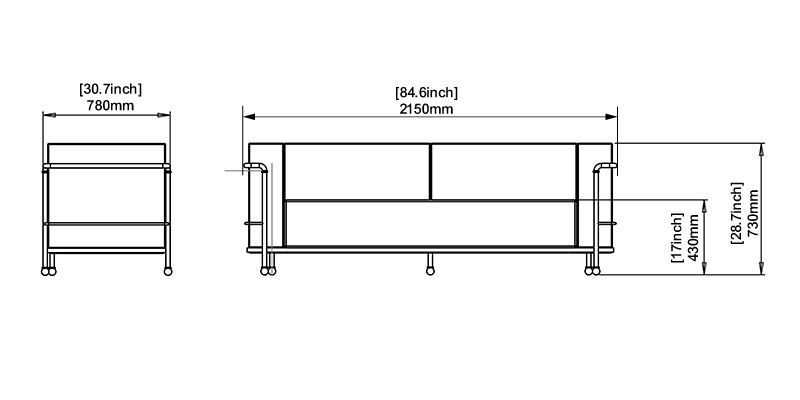 Alfresco Three Seater Outdoor Sofa dimensions