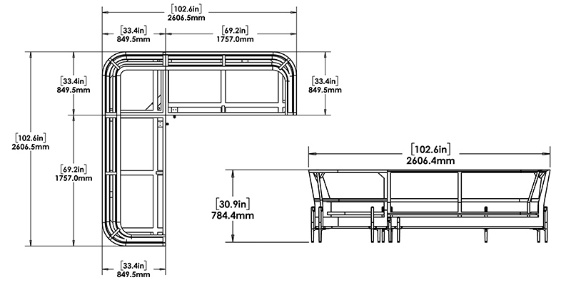 Envy Sectional Sofa dimensions