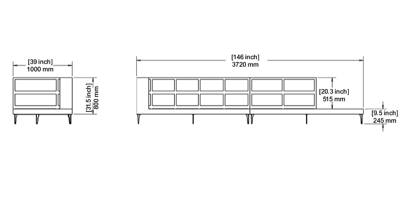 Serene Leather Sofa dimensions