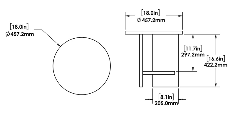 Noir End Table dimensions