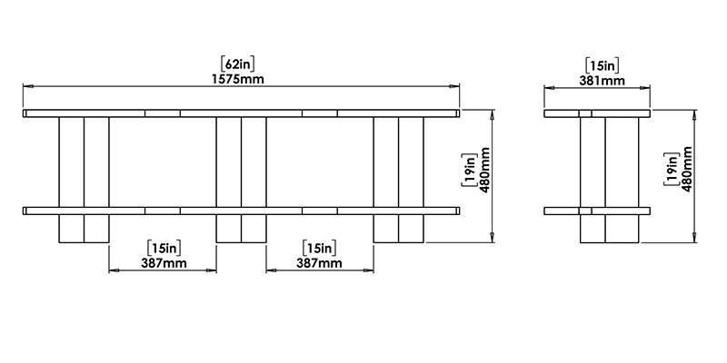 Wave Form Sofaback Table dimensions