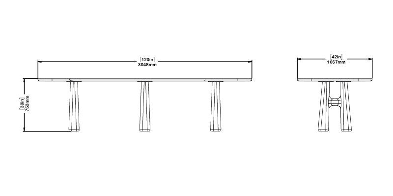 Bronze Haven Dining Table dimensions