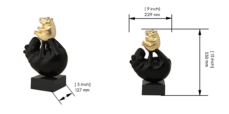 Playing Hippo Sculpture dimensions