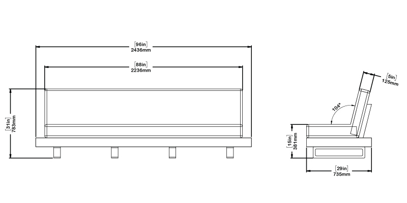 Magpie Outdoor Sofa dimensions