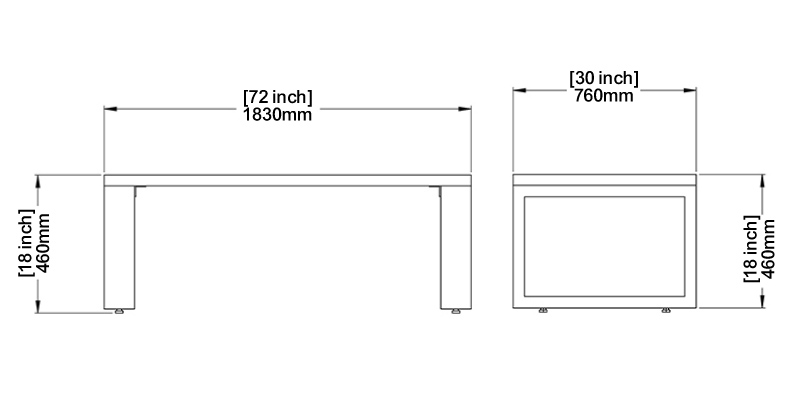 Bistro Deck Coffee Table dimensions