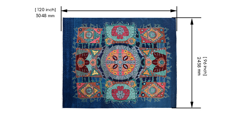 Psychedelic Persian Knotted Rug dimensions