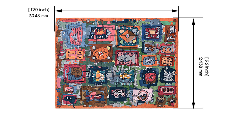 Caricature Persian Knotted Rug dimensions