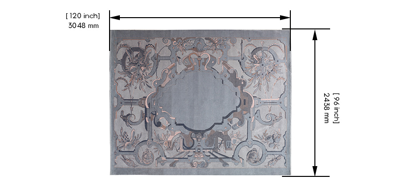 Rococo Persian Knotted Rug dimensions