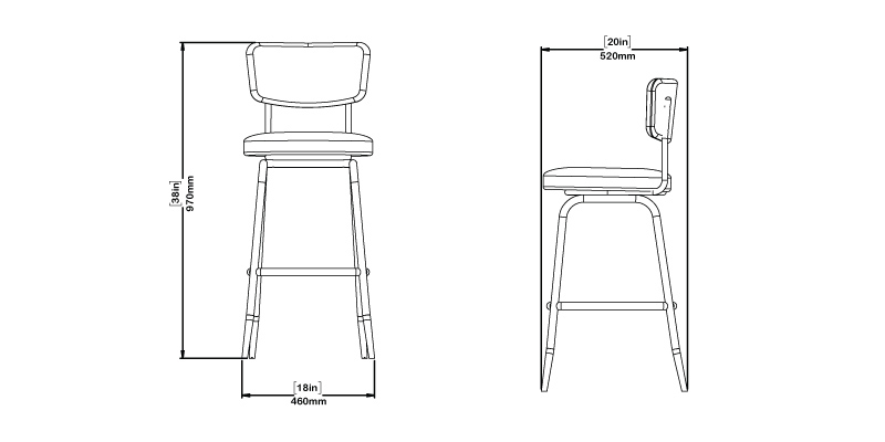 Moira Bar Chair dimensions
