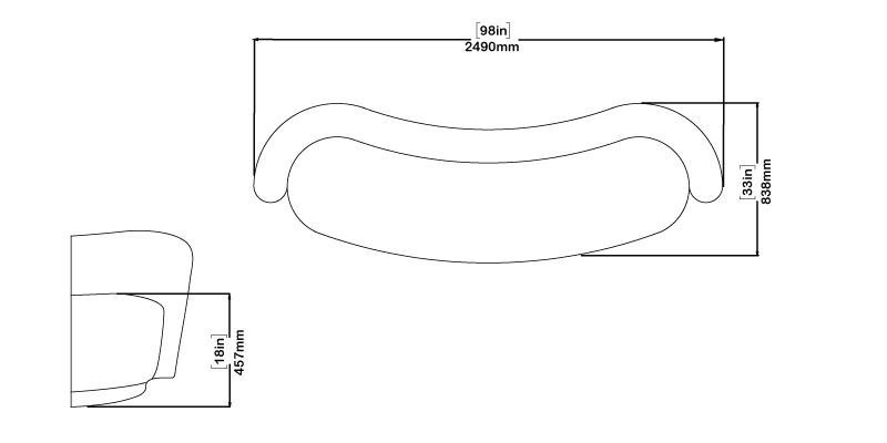 Magna Curved Sofa dimensions