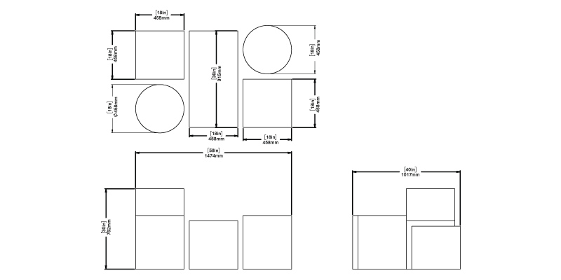 Quarry Cubes Table dimensions