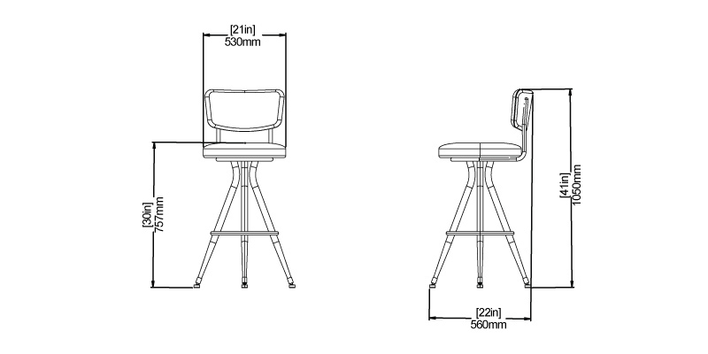 Crescendo Bar Chair dimensions