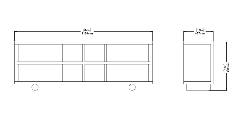 Retro Sideboard (Open Shelves) dimensions