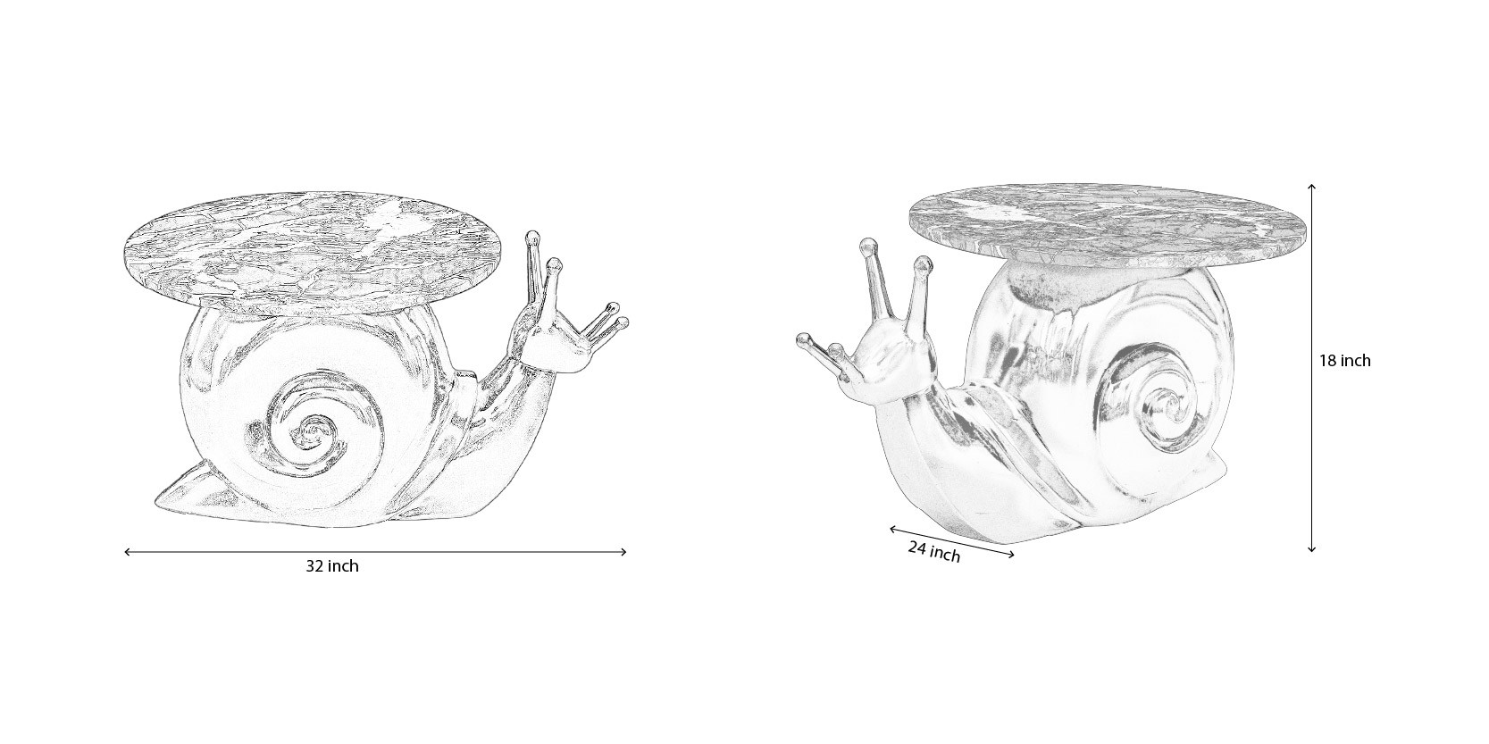Snail End Table dimensions