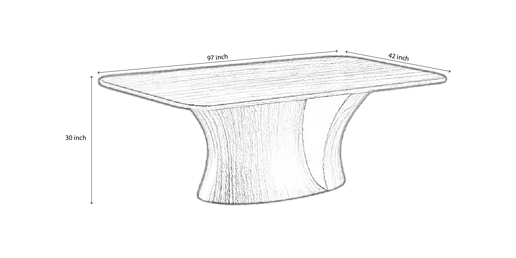 Crescent Arc Dining Table dimensions