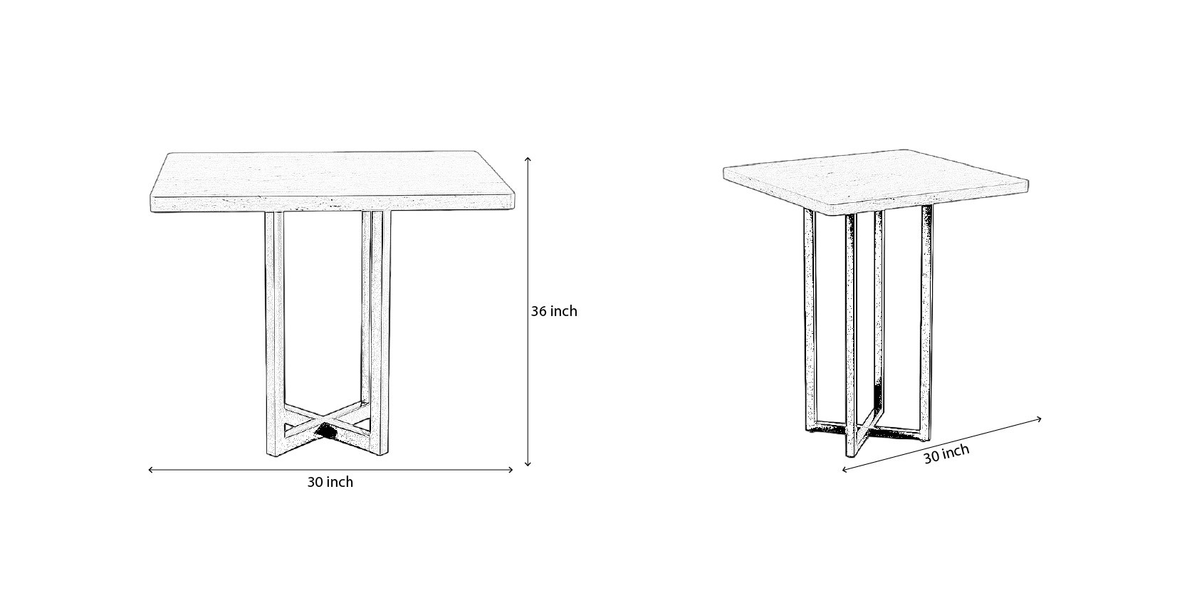 Vertex Square Bar Table dimensions