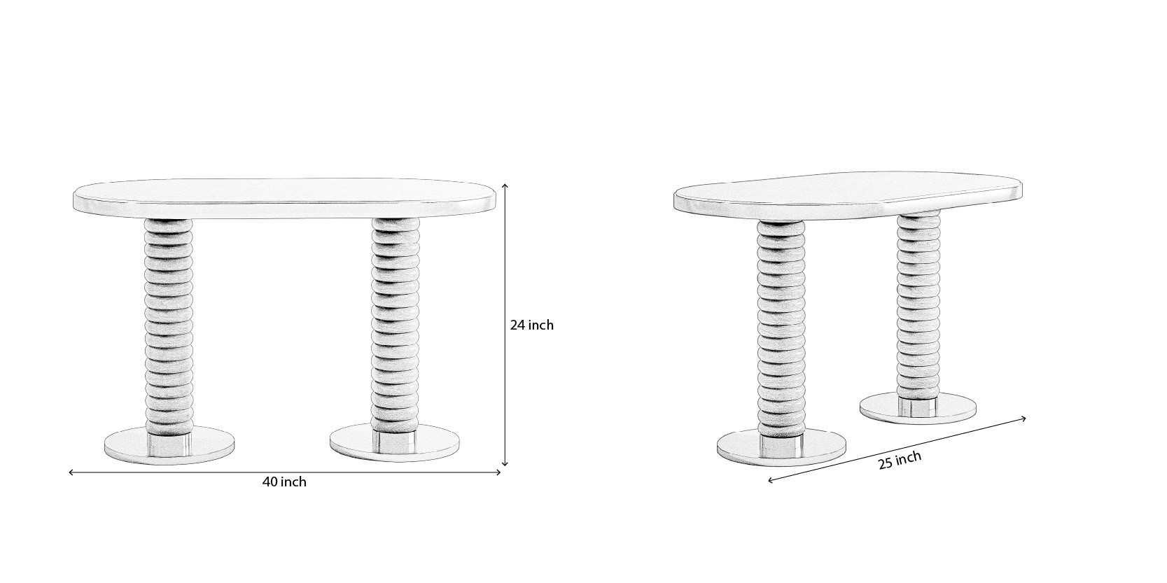 Spool Duo Dining Table dimensions
