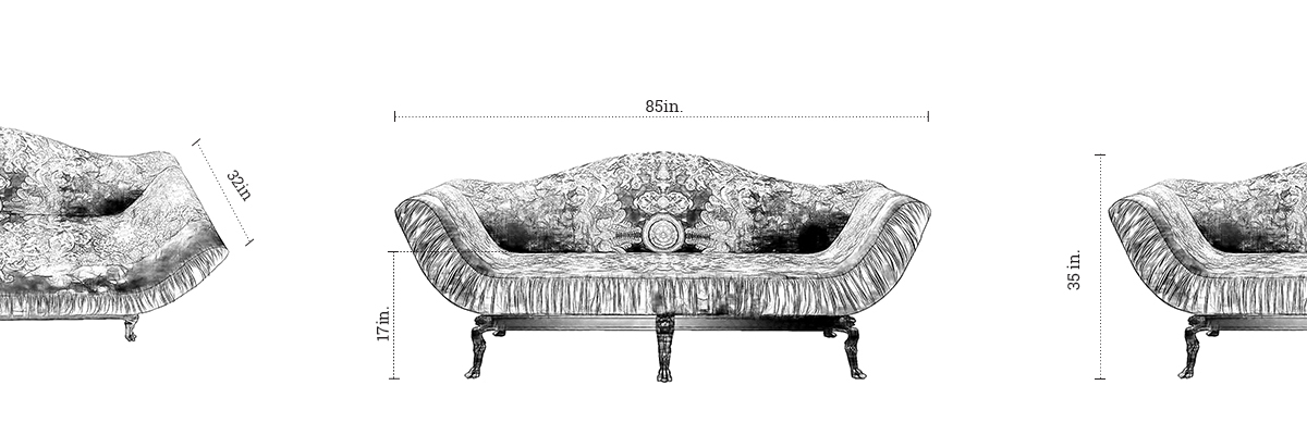 Rocky Star’s Baroque Sofa dimensions
