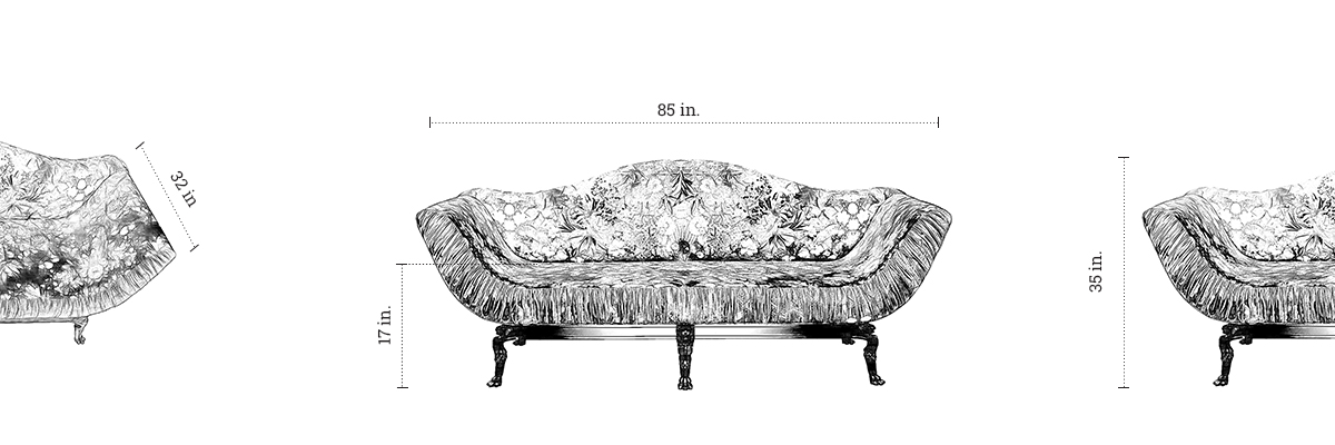 Rocky Star’s Botanical Sofa dimensions