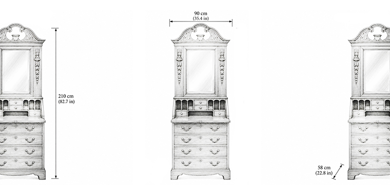 The Oxford Dresser - Resort dimensions