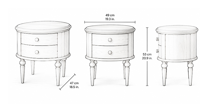 Treasure Bedside Table ( wooden finish ) - Resort dimensions