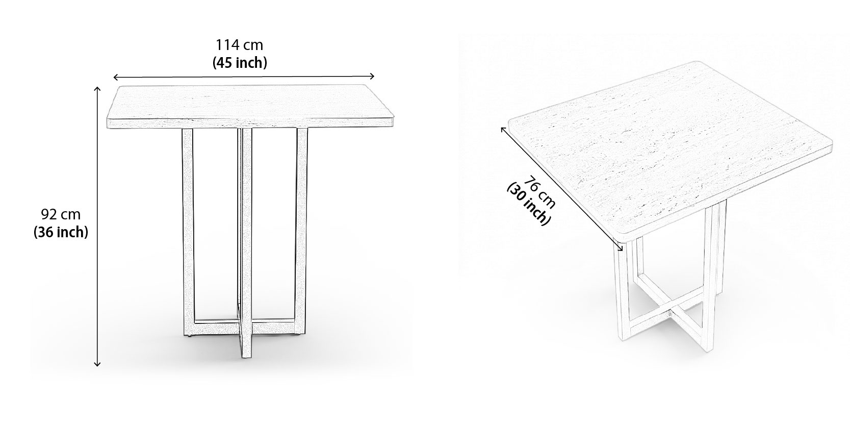 Vertex Square Bar Table 2 dimensions