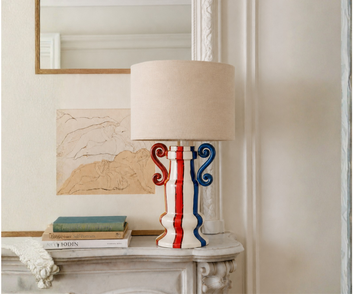 Red Blue Stripe Lamp - Resort